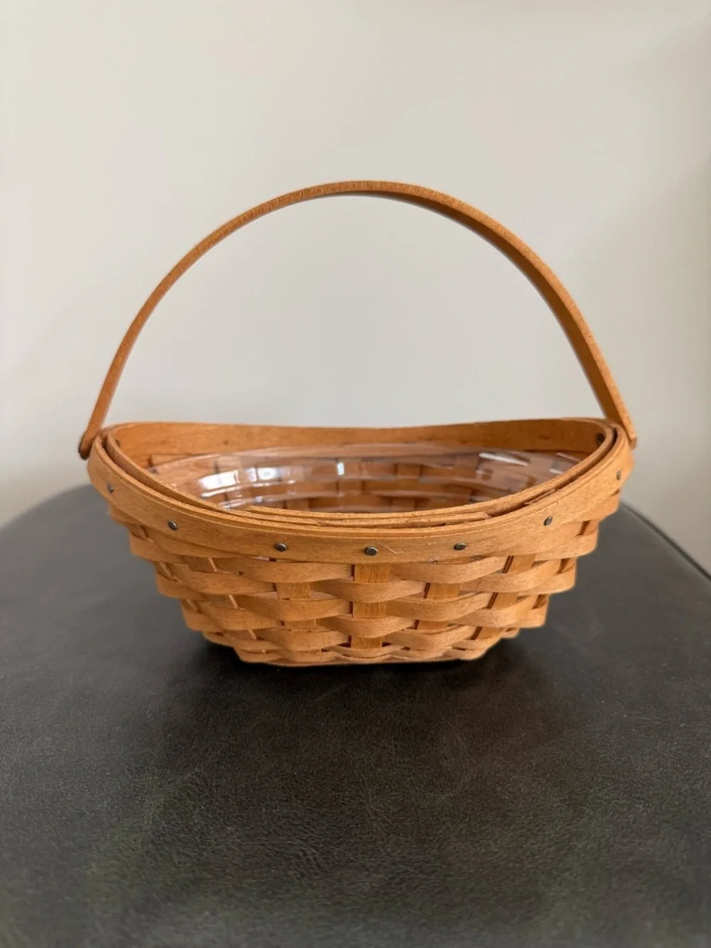 Longaberger 2006 Little Crocus Woven Basket with Protector 7” W 2 3/4”H